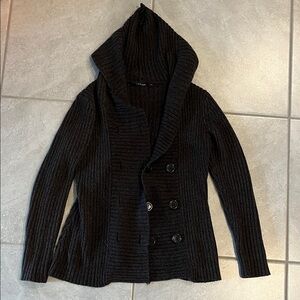 Elegant Black Double-Breasted Cardigan